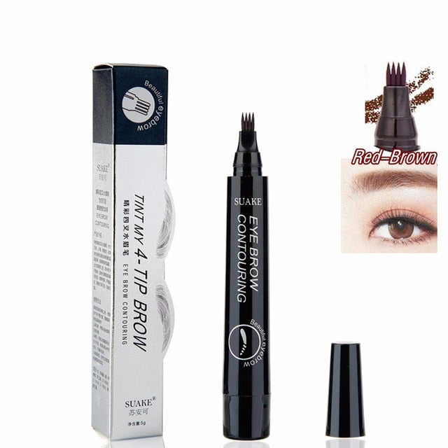 4 Colors Microblading Eyebrow Tattoo Pen with 4 Micro Tips Sketch Makeup Brow Pencil
