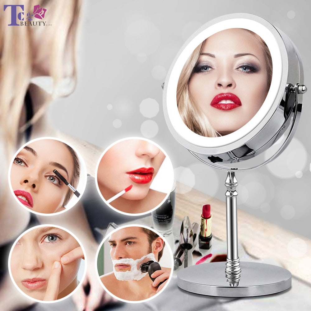 10X Magnifying Makeup Mirror With LED Light Cosmetic Mirrors