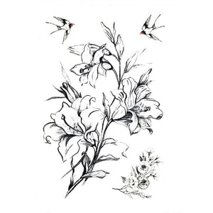 1 PC Fashion Women Girl Temporary Tattoo Sticker Black Roses Design