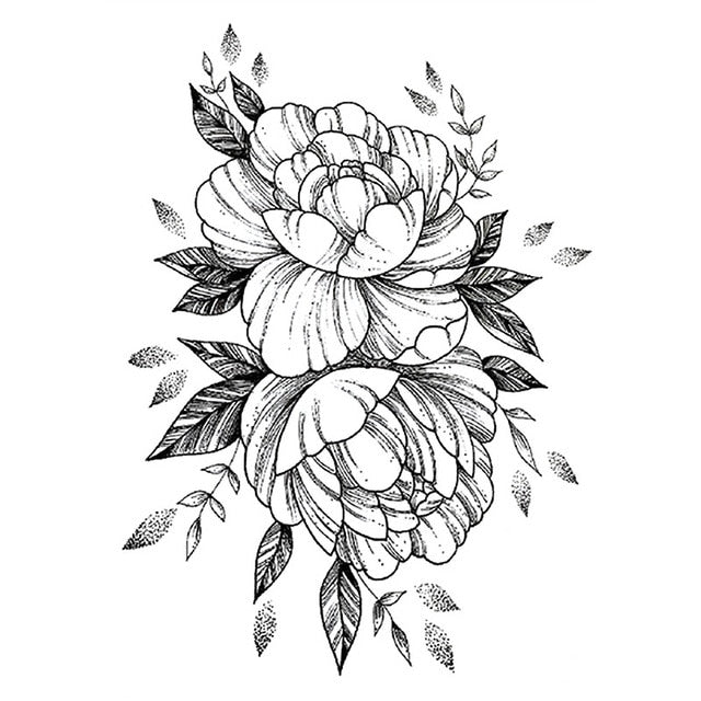 1 PC Fashion Women Girl Temporary Tattoo Sticker Black Roses Design