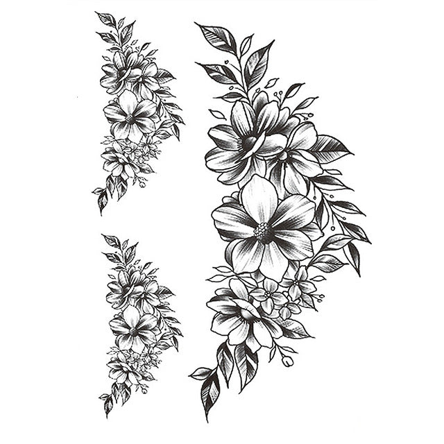 1 PC Fashion Women Girl Temporary Tattoo Sticker Black Roses Design