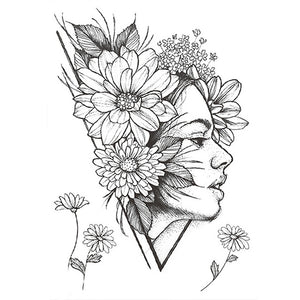 1 PC Fashion Women Girl Temporary Tattoo Sticker Black Roses Design