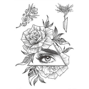 1 PC Fashion Women Girl Temporary Tattoo Sticker Black Roses Design