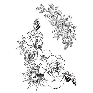 1 PC Fashion Women Girl Temporary Tattoo Sticker Black Roses Design