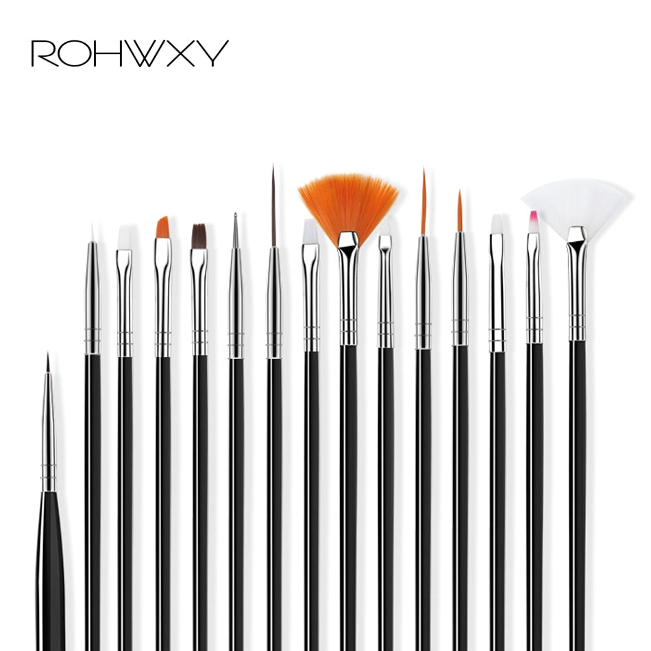 ROHWXY Nail Brush For Manicure Gel Brush For Nail Art 15Pcs/Set Ombre Brush