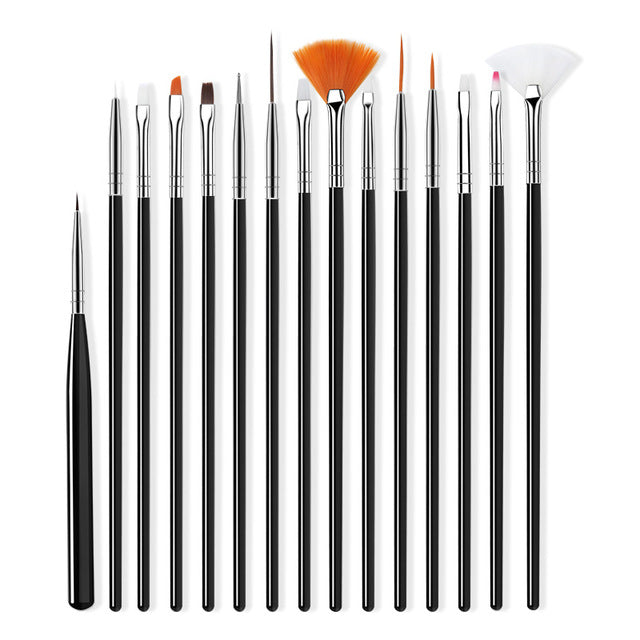 ROHWXY Nail Brush For Manicure Gel Brush For Nail Art 15Pcs/Set Ombre Brush