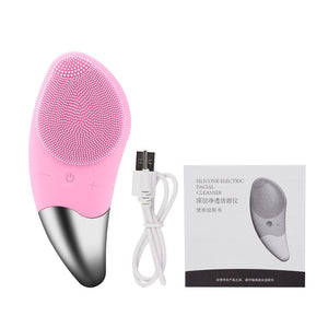 Mini Electric Facial Cleansing Brush Silicone Sonic Face Cleaner