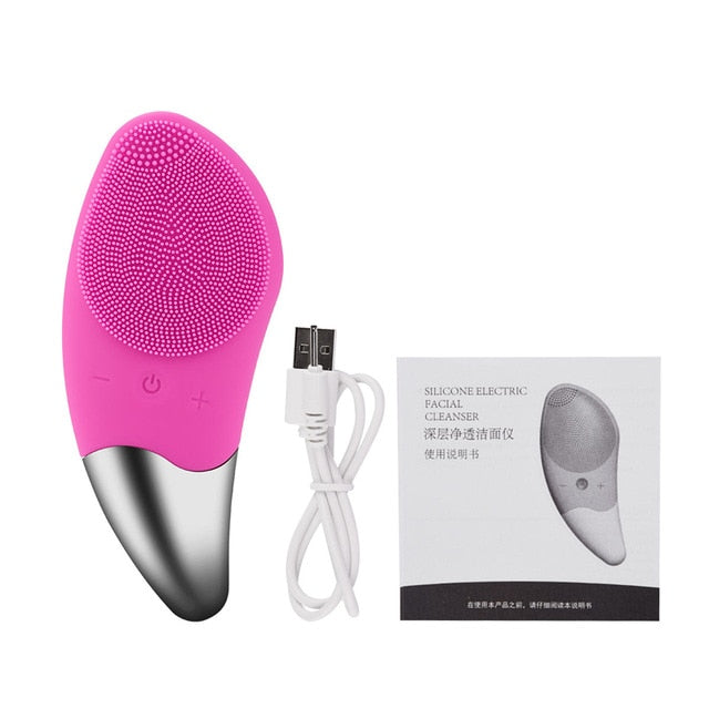 Mini Electric Facial Cleansing Brush Silicone Sonic Face Cleaner