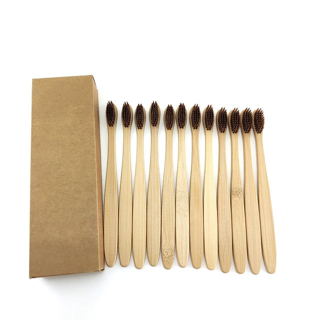 12 pcs/Pack Natural Pure Bamboo Toothbrush