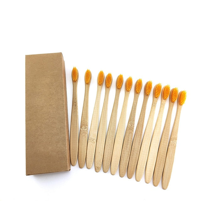 12 pcs/Pack Natural Pure Bamboo Toothbrush