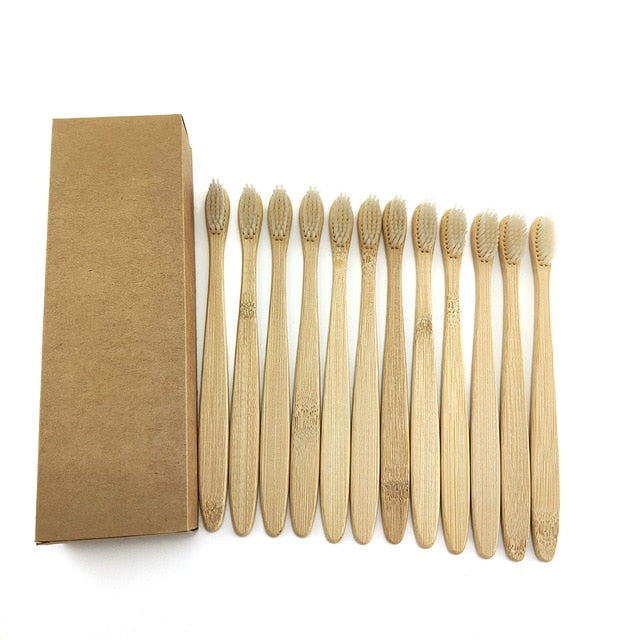 12 pcs/Pack Natural Pure Bamboo Toothbrush