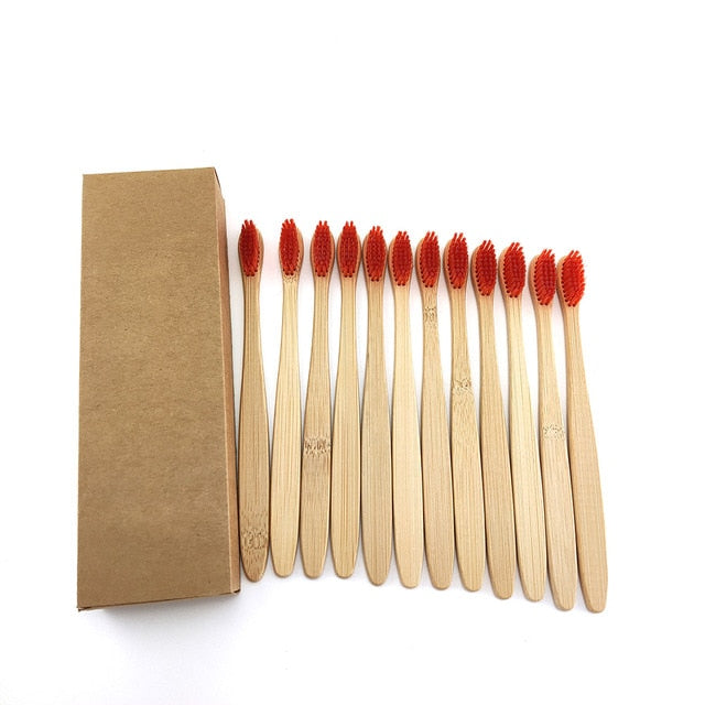 12 pcs/Pack Natural Pure Bamboo Toothbrush