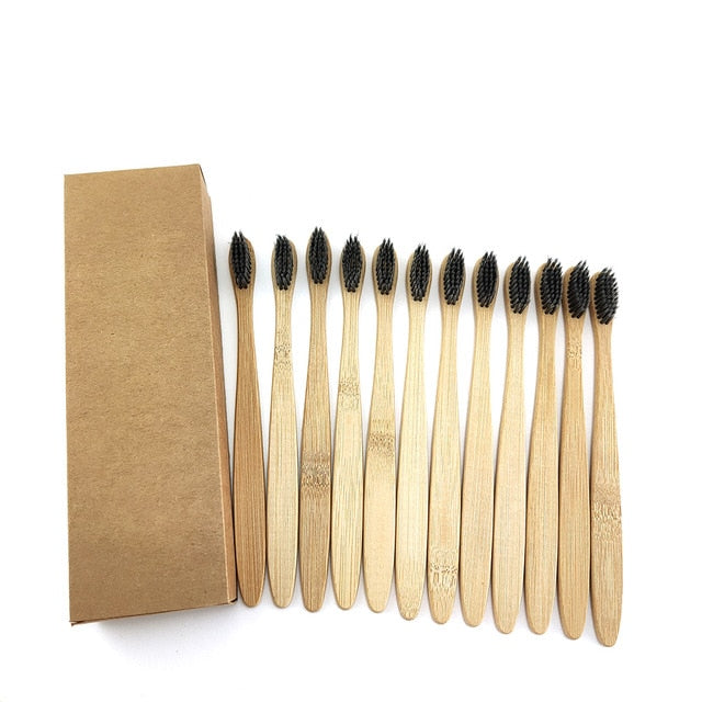 12 pcs/Pack Natural Pure Bamboo Toothbrush