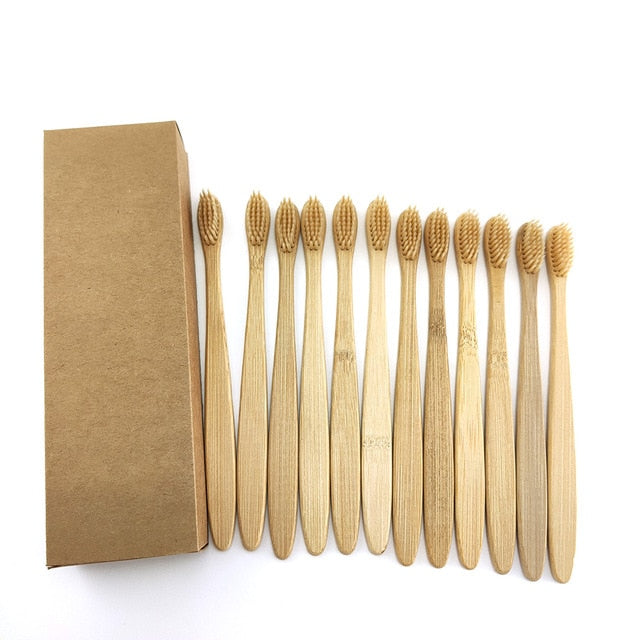 12 pcs/Pack Natural Pure Bamboo Toothbrush