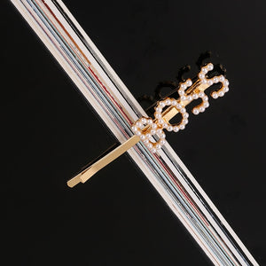 Simple Letter Rhinestone Hairpins Women Hair Clips