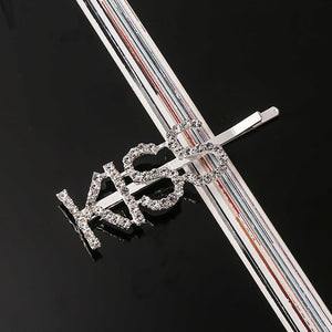 Simple Letter Rhinestone Hairpins Women Hair Clips