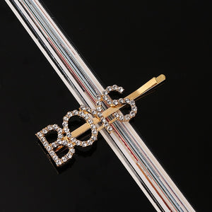 Simple Letter Rhinestone Hairpins Women Hair Clips