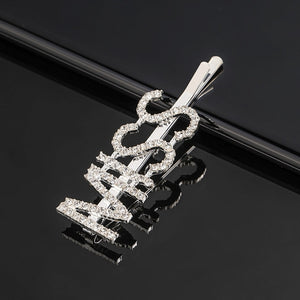 Simple Letter Rhinestone Hairpins Women Hair Clips