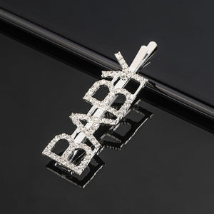 Simple Letter Rhinestone Hairpins Women Hair Clips