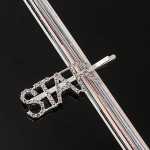 Simple Letter Rhinestone Hairpins Women Hair Clips