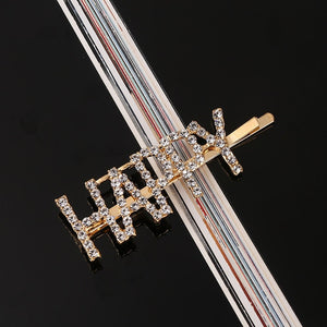 Simple Letter Rhinestone Hairpins Women Hair Clips