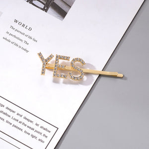 Simple Letter Rhinestone Hairpins Women Hair Clips