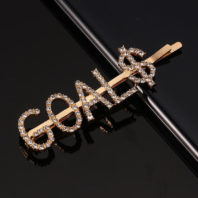 Simple Letter Rhinestone Hairpins Women Hair Clips