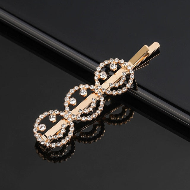 Simple Letter Rhinestone Hairpins Women Hair Clips