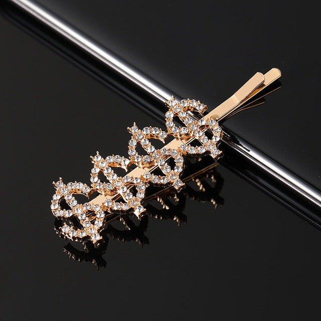 Simple Letter Rhinestone Hairpins Women Hair Clips