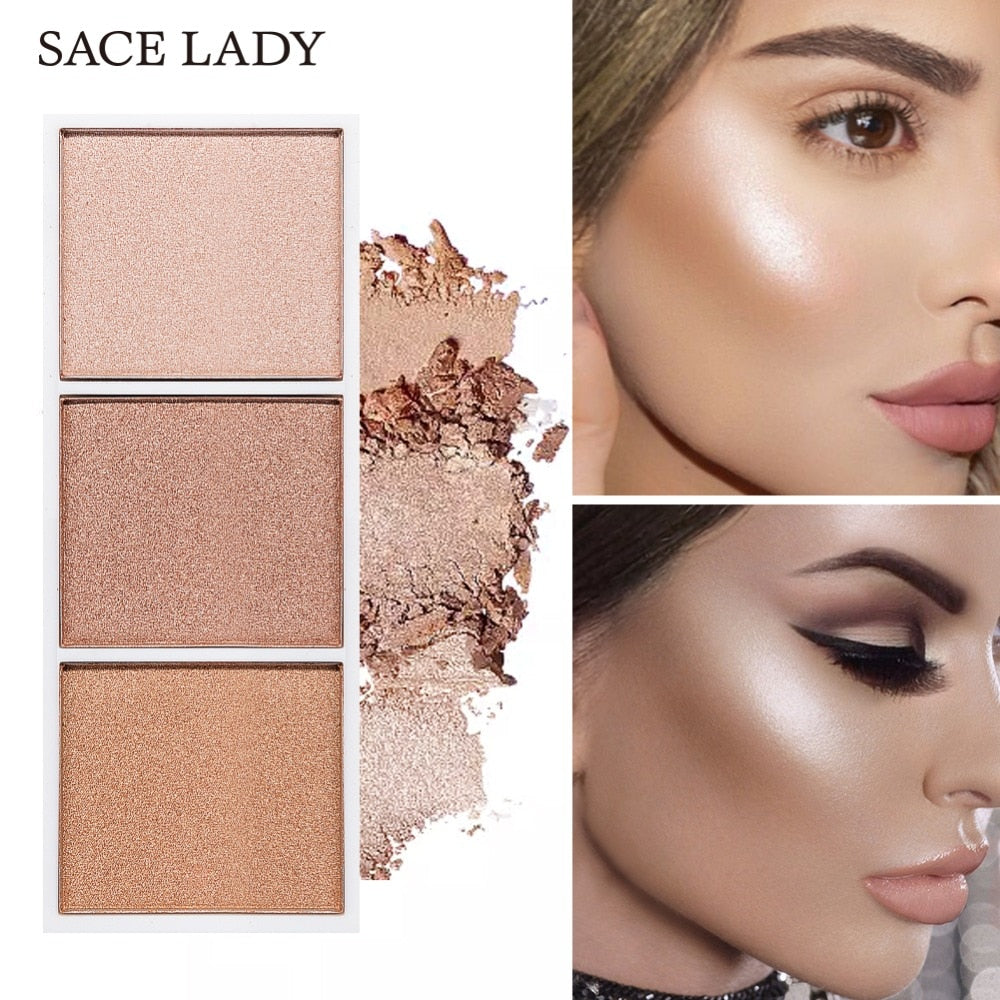 SACE LADY 4 Colors Highlighter Palette Makeup Face Contour Powder