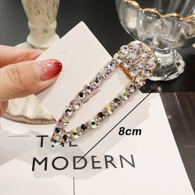 Rhinestone Hair Clip Girls Snap Hair Barrette Stick Hairpin