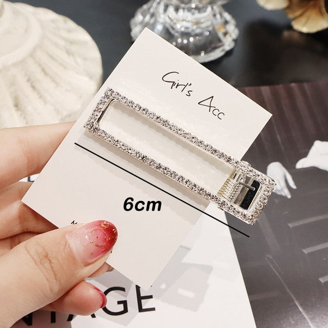 Rhinestone Hair Clip Girls Snap Hair Barrette Stick Hairpin