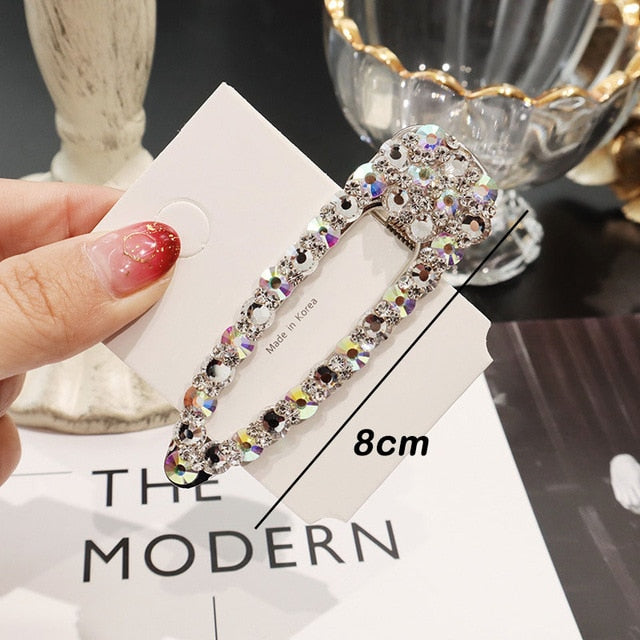 Rhinestone Hair Clip Girls Snap Hair Barrette Stick Hairpin