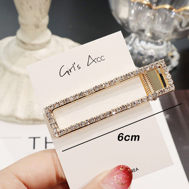 Rhinestone Hair Clip Girls Snap Hair Barrette Stick Hairpin