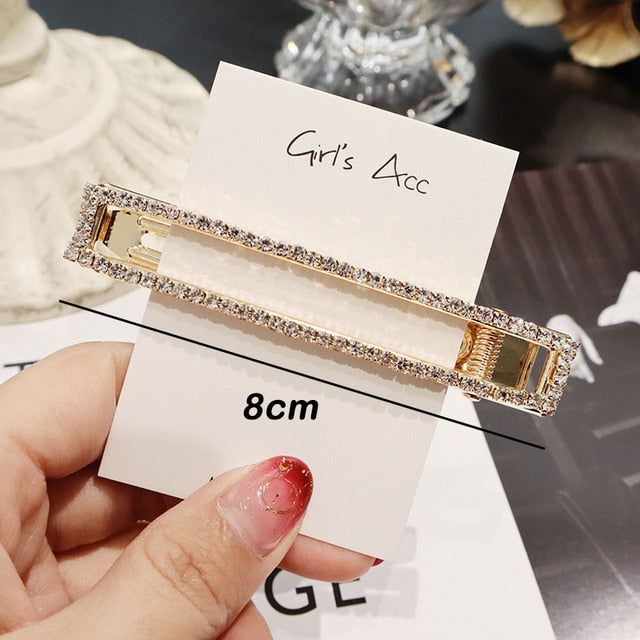 Rhinestone Hair Clip Girls Snap Hair Barrette Stick Hairpin