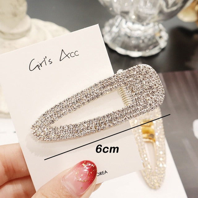 Rhinestone Hair Clip Girls Snap Hair Barrette Stick Hairpin