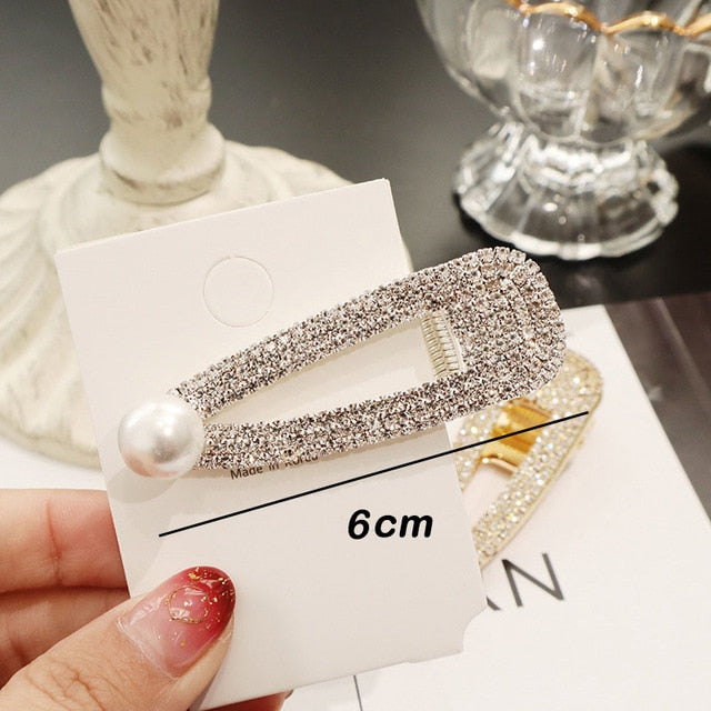Rhinestone Hair Clip Girls Snap Hair Barrette Stick Hairpin