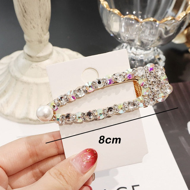 Rhinestone Hair Clip Girls Snap Hair Barrette Stick Hairpin