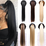 Load image into Gallery viewer, Straight Clip In Hair Tail False Hair 24&quot; 120g Ponytail Hairpiece With Hairpins Synthetic Hair Pony Tail Hair Extensions AOSIWIG
