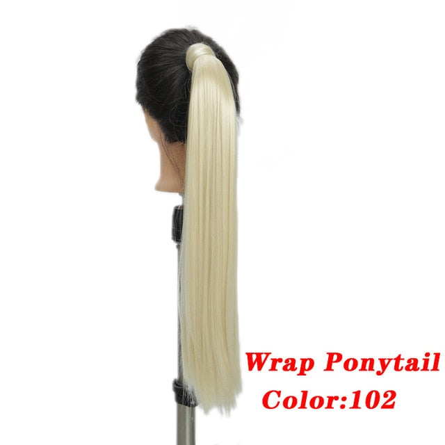 Straight Clip In Hair Tail False Hair 24" 120g Ponytail Hairpiece With Hairpins Synthetic Hair Pony Tail Hair Extensions AOSIWIG