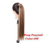 Load image into Gallery viewer, Straight Clip In Hair Tail False Hair 24&quot; 120g Ponytail Hairpiece With Hairpins Synthetic Hair Pony Tail Hair Extensions AOSIWIG
