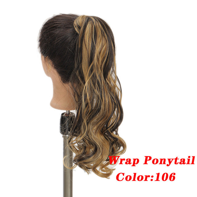 Straight Clip In Hair Tail False Hair 24" 120g Ponytail Hairpiece With Hairpins Synthetic Hair Pony Tail Hair Extensions AOSIWIG