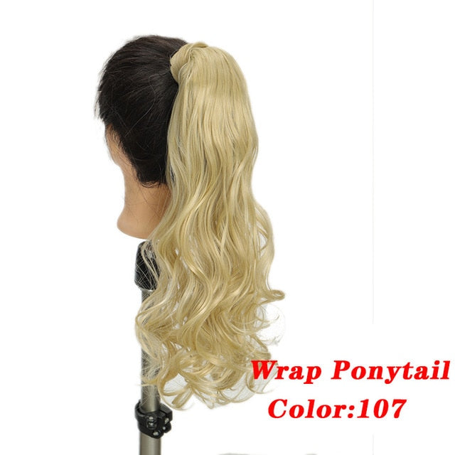 Straight Clip In Hair Tail False Hair 24" 120g Ponytail Hairpiece With Hairpins Synthetic Hair Pony Tail Hair Extensions AOSIWIG