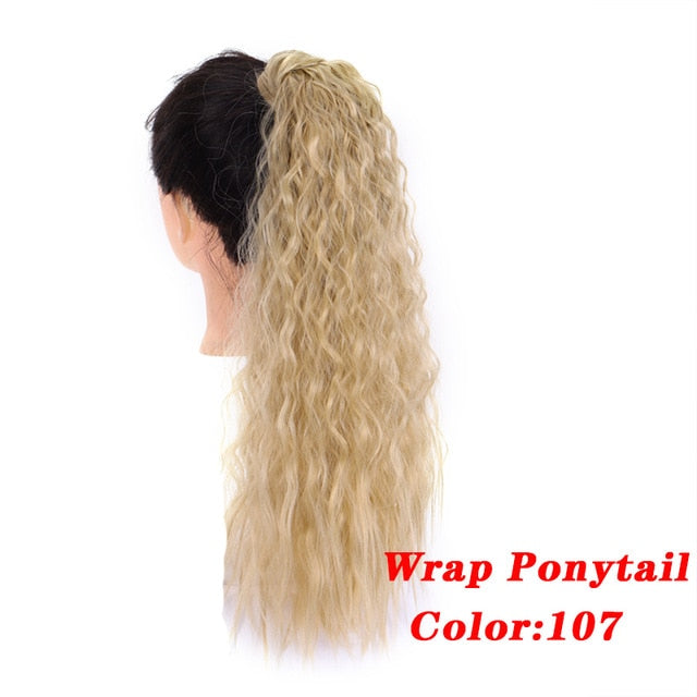 Straight Clip In Hair Tail False Hair 24" 120g Ponytail Hairpiece With Hairpins Synthetic Hair Pony Tail Hair Extensions AOSIWIG