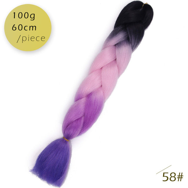 24inch Pink Synthetic Crochet Hair Jumbo Braid
