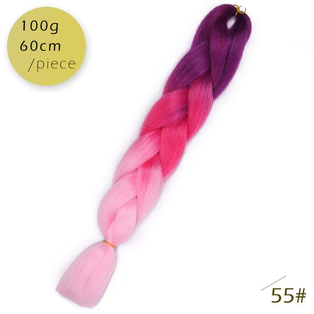 24inch Pink Synthetic Crochet Hair Jumbo Braid