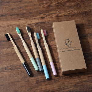 5 pack Adult Bamboo Toothbrushes
