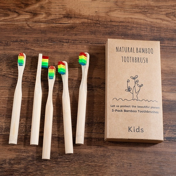 5 pack Adult Bamboo Toothbrushes