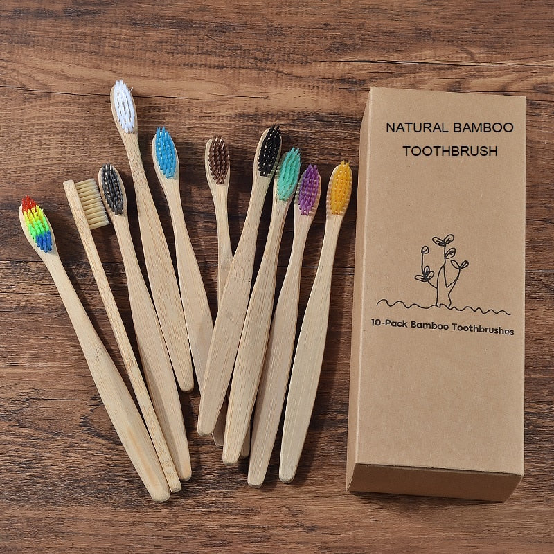 New design mixed color bamboo toothbrush