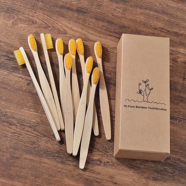 New design mixed color bamboo toothbrush